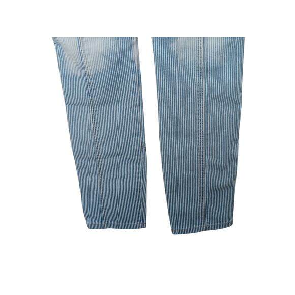 Free People Women’s Striped Patchwork Jeans Size 28 Blue White Distressed - Picture 9 of 16